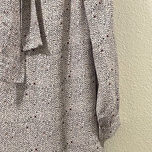 PASCAL (NEW) Long Sleeve Maxi Dress Bow Neck Light Gray & Multi Dots Size L - Picture 5 of 12